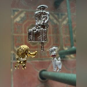 Vintage Poodle Pins 3 Great Condition One Large Hard to Find!